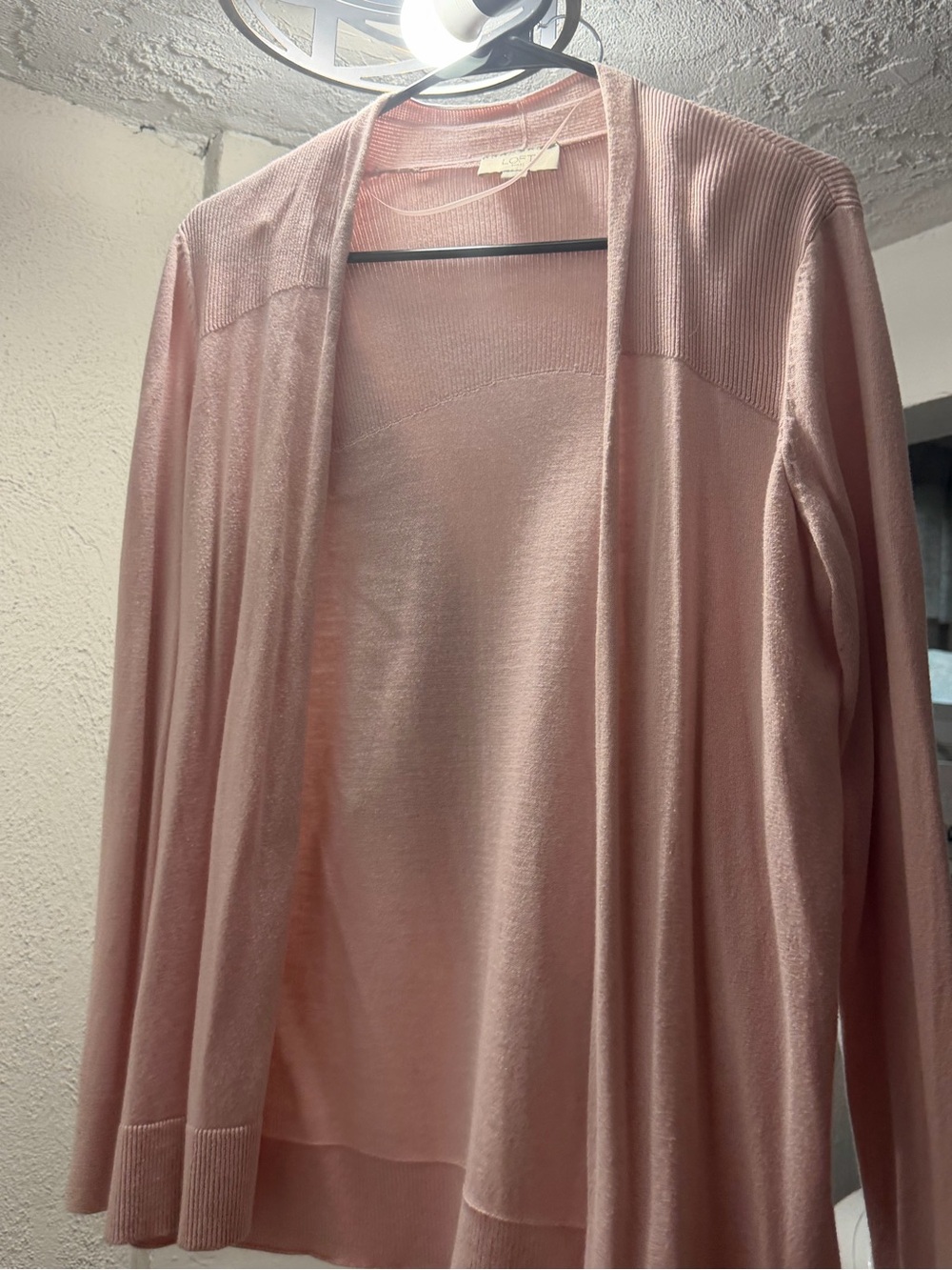 LOFT Blush Pink Ribbed Open Cardigan